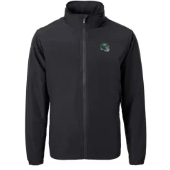 New York Jets Big & Tall^Men's Cutter & Buck Black Big & Tall Helmet Charter Eco Knit Recycled Full-Zip Jacket
