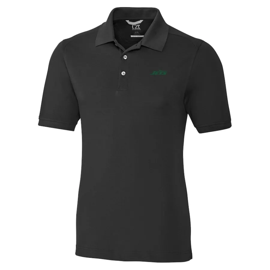 New York Jets Big & Tall^Men's Cutter & Buck Black Big & Tall Primary Logo Advantage Tri-Blend Pique Polo