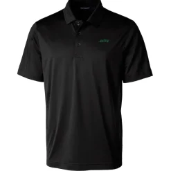 New York Jets Polos | Big & Tall^Men's Cutter & Buck Black Primary Logo Big & Tall Prospect Eco Textured Stretch Recycled Polo