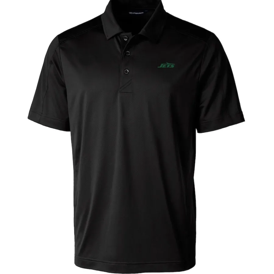 New York Jets Polos | Big & Tall^Men's Cutter & Buck Black Primary Logo Big & Tall Prospect Eco Textured Stretch Recycled Polo