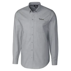 New York Jets Sweaters & Dress Shirts^Men's Cutter & Buck Charcoal Throwback Logo Big & Tall Long Sleeve Stretch Oxford Button-Down Shirt