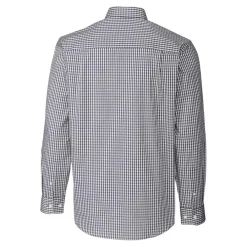 New York Jets Sweaters & Dress Shirts^Men's Cutter & Buck Charcoal Throwback Logo Easy Care Stretch Gingham Big & Tall Long Sleeve Button-Down Shirt