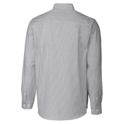New York Jets Sweaters & Dress Shirts^Men's Cutter & Buck Charcoal Throwback Logo Big & Tall Stretch Oxford Stripe Long Sleeve Button Down Shirt