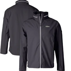 New York Jets Accessories | Rainwear^Men's Cutter & Buck Graphite Throwback Logo Vapor Water Repellent Stretch Full-Zip Rain Jacket