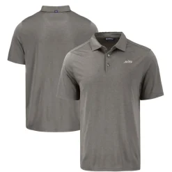New York Jets Polos^Men's Cutter & Buck Gray Monochromatic Logo Coastline Epic Comfort Eco Recycled Polo