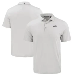 New York Jets Polos^Men's Cutter & Buck Gray Monochromatic Logo Coastline Epic Comfort Eco Recycled Polo