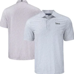 New York Jets Polos^Men's Cutter & Buck Gray Pike Eco Flora Print Polo