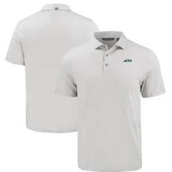 New York Jets Polos^Men's Cutter & Buck Gray Primary Logo Coastline Epic Comfort Eco Recycled Polo