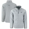 New York Jets Big & Tall^Men's Cutter & Buck Gray Big & Tall Monochromatic Logo Charter Eco Knit Recycled Full-Zip Jacket