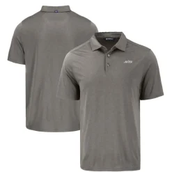 New York Jets Polos^Men's Cutter & Buck Gray Monochromatic Logo Coastline Epic Comfort Eco Recycled Polo