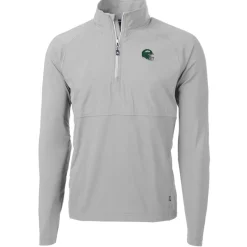 New York Jets Jackets | Sweatshirts & Fleece^Men's Cutter & Buck Gray Helmet Adapt Eco Knit Hybrid Recycled Raglan Quarter-Zip Top