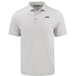 New York Jets Polos^Men's Cutter & Buck Gray Monochromatic Logo Coastline Epic Comfort Eco Recycled Polo