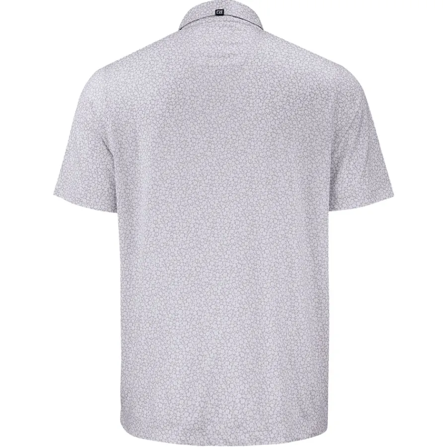 New York Jets Polos^Men's Cutter & Buck Gray Pike Eco Flora Print Polo