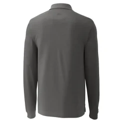 New York Jets Polos^Men's Cutter & Buck Gray Primary Logo DryTec Advantage Tri-Blend Pique Long Sleeve Polo