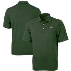 New York Jets Polos | Big & Tall^Men's Cutter & Buck Green Primary Logo Big & Tall DryTec Virtue Eco Pique Recycled Polo