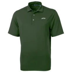 New York Jets Polos | Big & Tall^Men's Cutter & Buck Green Primary Logo Big & Tall DryTec Virtue Eco Pique Recycled Polo