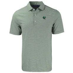 New York Jets Polos^Men's Cutter & Buck Green Helmet Forge Eco Double Stripe Stretch Recycled Polo