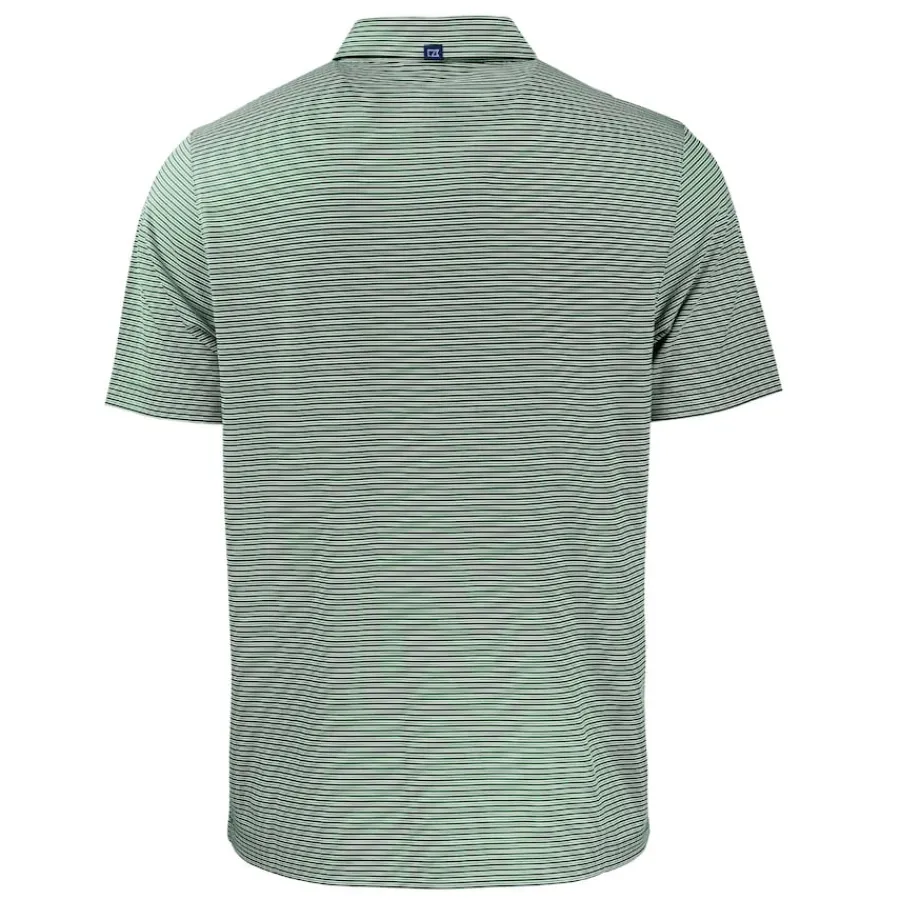 New York Jets Polos^Men's Cutter & Buck Green Helmet Forge Eco Double Stripe Stretch Recycled Polo