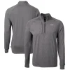 New York Jets Big & Tall^Men's Cutter & Buck Heather Black Monochromatic Logo Big & Tall Adapt Eco Knit Quarter-Zip Top