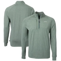 New York Jets Jackets | Sweatshirts & Fleece^Men's Cutter & Buck Heather Green Primary Logo Adapt Eco Knit Quarter-Zip Top