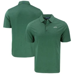 New York Jets Polos^Men's Cutter & Buck Heather Green Primary Logo Forge Eco Stretch Recycled Polo