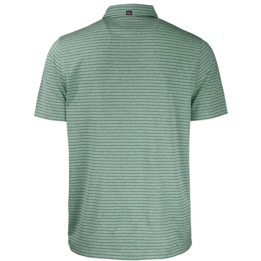New York Jets Polos^Men's Cutter & Buck Heather Green Primary Logo Forge Eco Heather Stripe Stretch Recycled Polo