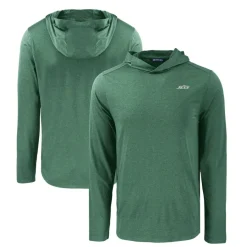 New York Jets Sweaters & Dress Shirts^Men's Cutter & Buck Hunter Green Primary Logo Coastline Epic Comfort Eco Recycled Long Sleeve Hoodie T-Shirt