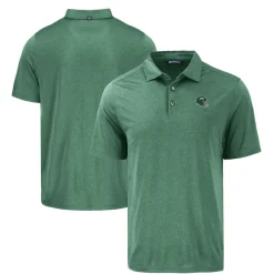 New York Jets Polos^Men's Cutter & Buck Hunter Green Helmet Coastline Epic Comfort Eco Recycled Polo