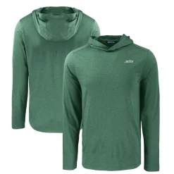 New York Jets Sweaters & Dress Shirts^Men's Cutter & Buck Hunter Green Primary Logo Coastline Epic Comfort Eco Recycled Long Sleeve Hoodie T-Shirt