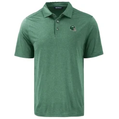 New York Jets Polos^Men's Cutter & Buck Hunter Green Helmet Coastline Epic Comfort Eco Recycled Polo