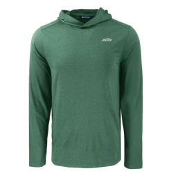 New York Jets Sweaters & Dress Shirts^Men's Cutter & Buck Hunter Green Primary Logo Coastline Epic Comfort Eco Recycled Long Sleeve Hoodie T-Shirt