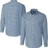 New York Jets Sweaters & Dress Shirts^Men's Cutter & Buck Navy Easy Care Stretch Gingham Big & Tall Long Sleeve Button-Down Shirt