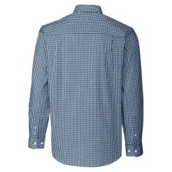 New York Jets Sweaters & Dress Shirts^Men's Cutter & Buck Navy Easy Care Stretch Gingham Big & Tall Long Sleeve Button-Down Shirt