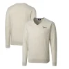 New York Jets Sweaters & Dress Shirts | Sweaters^Men's Cutter & Buck Oatmeal Throwback Logo Lakemont Tri-Blend V-Neck Pullover Sweater