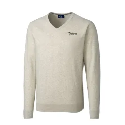 New York Jets Sweaters & Dress Shirts | Sweaters^Men's Cutter & Buck Oatmeal Throwback Logo Lakemont Tri-Blend V-Neck Pullover Sweater