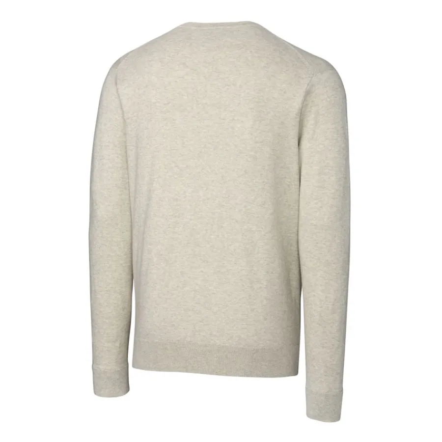 New York Jets Sweaters & Dress Shirts | Sweaters^Men's Cutter & Buck Oatmeal Throwback Logo Lakemont Tri-Blend V-Neck Pullover Sweater