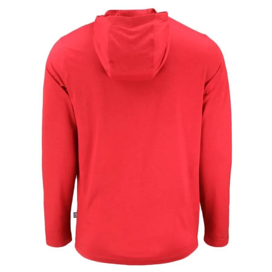 New York Jets Sweaters & Dress Shirts^Men's Cutter & Buck Red Americana Coastline Epic Comfort Eco Recycled Long Sleeve Hoodie T-Shirt