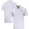 New York Jets Polos^Men's Cutter & Buck White Primary Logo Prospect Eco Textured Stretch Recycled Polo