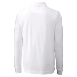 New York Jets Polos^Men's Cutter & Buck White Monochromatic Logo DryTec Advantage Tri-Blend Pique Long Sleeve Polo