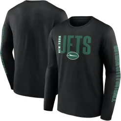 New York Jets Big & Tall^Men's Fanatics Black Big & Tall Vision Long Sleeve T-Shirt