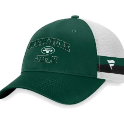 New York Jets Hats | Men^Men's Fanatics Green/White Fundamentals Side Stripe Trucker Adjustable Hat