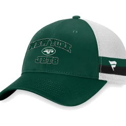 New York Jets Hats | Men^Men's Fanatics Green/White Fundamentals Side Stripe Trucker Adjustable Hat