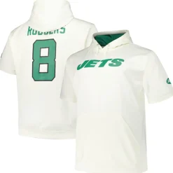 New York Jets Big & Tall^Men's Fanatics Aaron Rodgers Cream Big & Tall Short Sleeve Hoodie T-Shirt