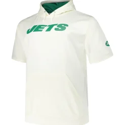 New York Jets Big & Tall^Men's Fanatics Aaron Rodgers Cream Big & Tall Short Sleeve Hoodie T-Shirt
