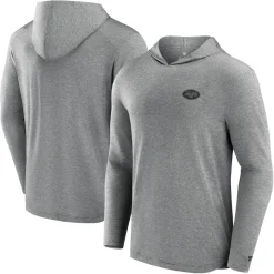 New York Jets Long Sleeved^Men's Fanatics Black Front Office Tech Lightweight Hoodie T-Shirt