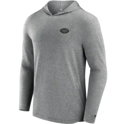 New York Jets Long Sleeved^Men's Fanatics Black Front Office Tech Lightweight Hoodie T-Shirt