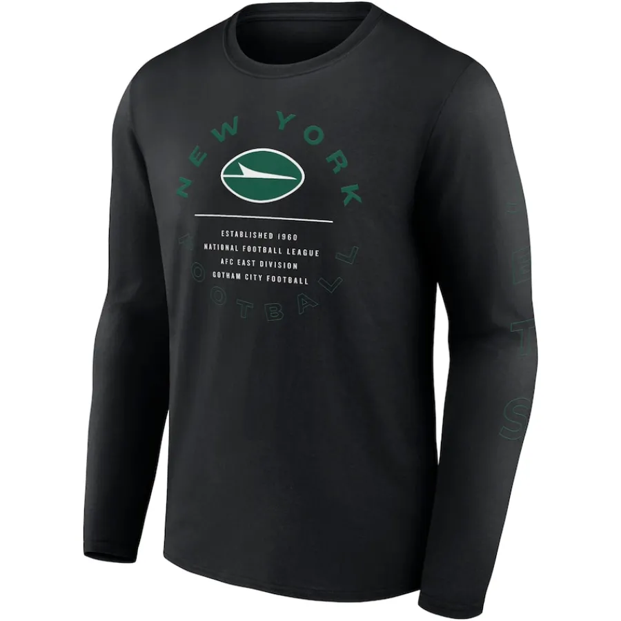 New York Jets T-Shirts | Men^Men's Fanatics Black Stat Sheet Long Sleeve T-Shirt