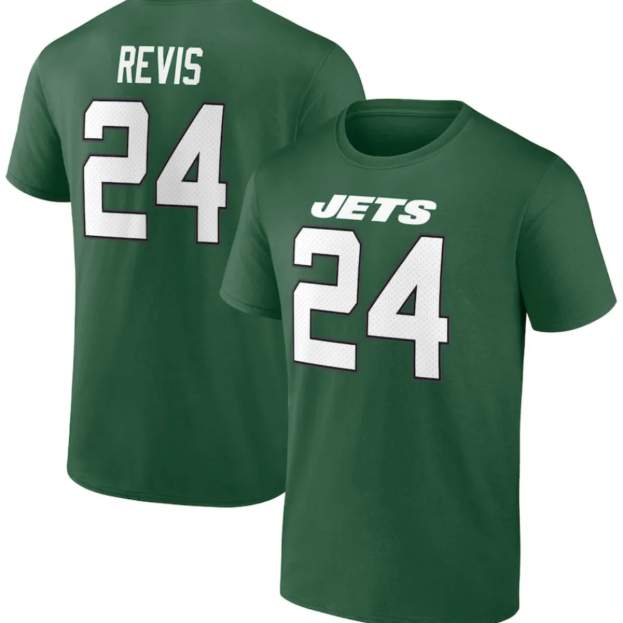 New York Jets T-Shirts | Men^Men's Fanatics Darrelle Revis Green Retired Player Icon Name & Number T-Shirt