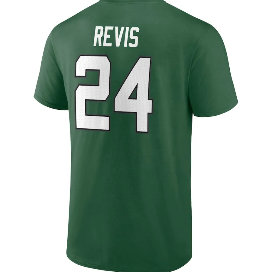 New York Jets T-Shirts | Men^Men's Fanatics Darrelle Revis Green Retired Player Icon Name & Number T-Shirt