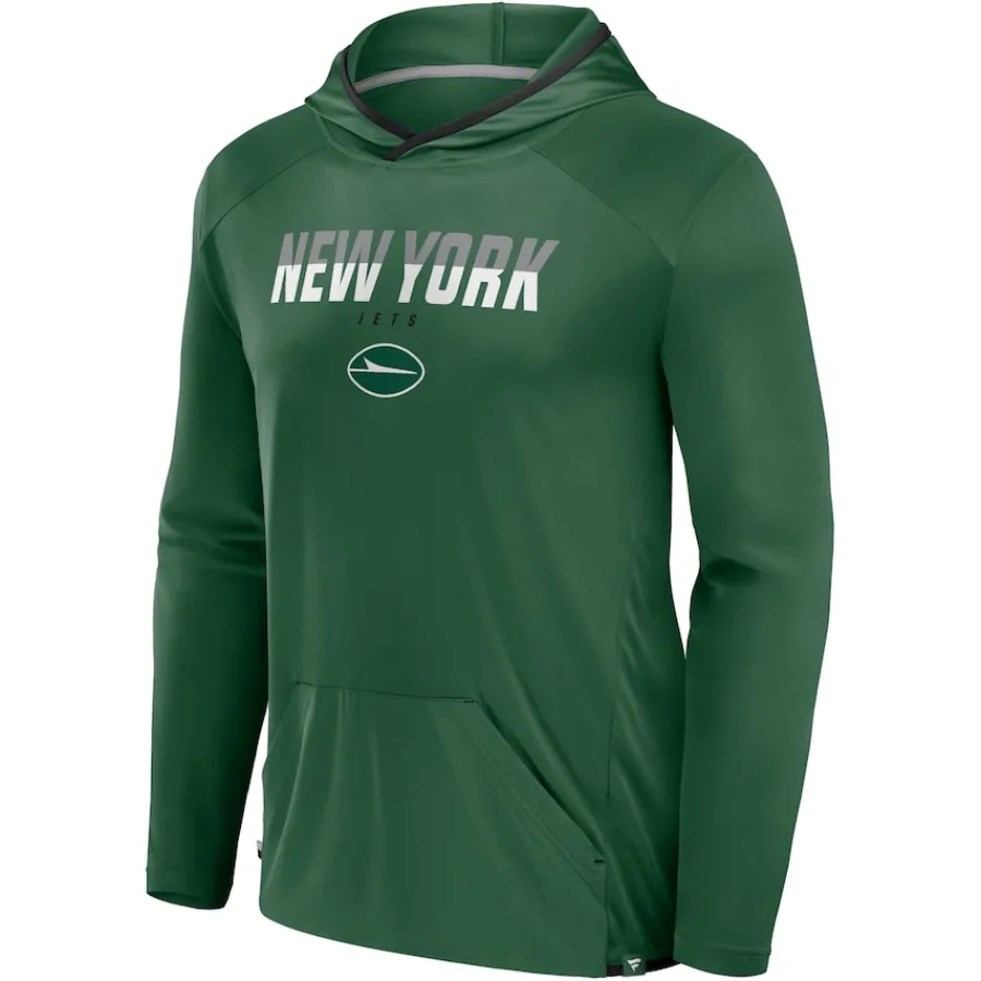 New York Jets T-Shirts | Men^Men's Fanatics Green Transitional Defender Hoodie Long Sleeve T-Shirt